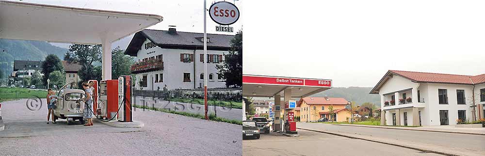 Bergen, a municipality in the Upper Bavarian district of Traunstein - Hochfellnstrae - then and now - Jrg Nitzsche Hamburg Germany