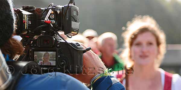 The SWR film team around Christian Hattesen is filming the young Christina Frangen in Schnau am Knigssee - Jrg Nitzsche Hamburg Germany